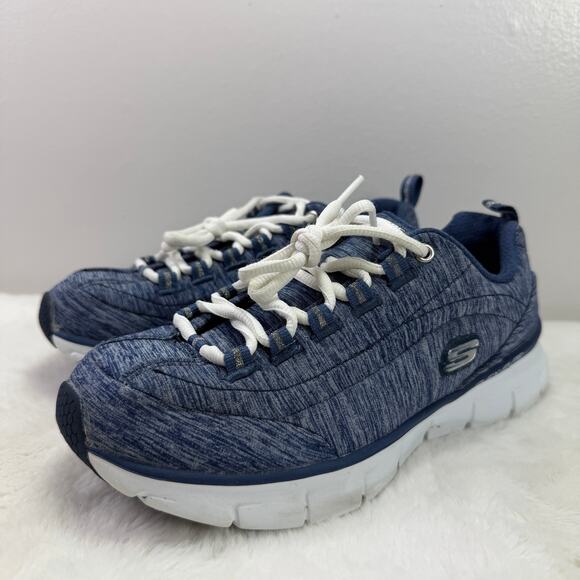 Skechers Flex Elite Navy Blue Knit Lace-Up Sneakers Women’s Size 7 - Picture 2 of 10